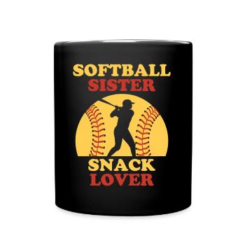 Softball Spruch Schwester Lustig Softball Geschenk - Tasse einfarbig - Schwarz - Vorne