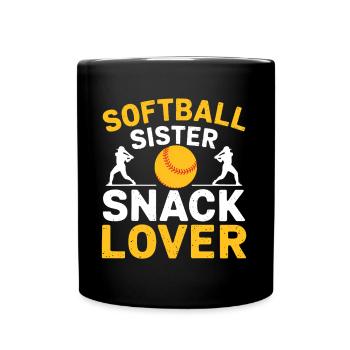 Softball Spruch Schwester Lustig Softball Geschenk - Tasse einfarbig - Schwarz - Vorne