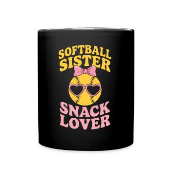 Softball Spruch Schwester Lustig Softball Geschenk - Tasse einfarbig - Schwarz - Vorne