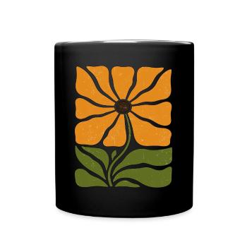 Boho-Wildblume im Sonnenblumen-Stil - Tasse einfarbig - Schwarz - Vorne