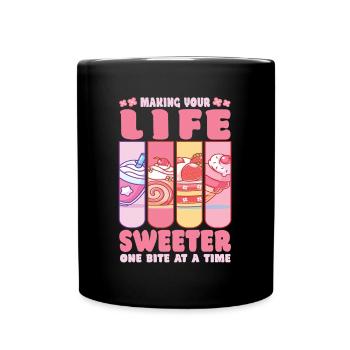 Cake Baker Making Life Sweeter Cupcake - Full Colour Mug - black - Front
