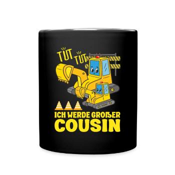 Ich Werde Großer Cousin 2026 Bagger bald Großer - Tasse einfarbig - Schwarz - Vorne