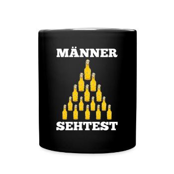 Beer Pyramid Men Eye Test Beer Saying - Full Colour Mug - black - Front