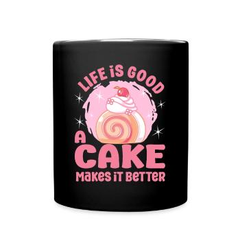 Cake Baker Life Is Good Cake Makes Better - Full Colour Mug - black - Front
