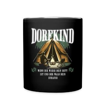 Dorfkind Camping - Tasse einfarbig - Schwarz - Vorne