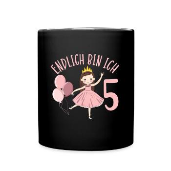 Chemise d’anniversaire princesse enfin 5 ans fille - Mug uni - noir - Devant