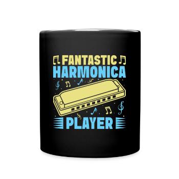 Funny Harmonica Player Fantastic Player Harmonica - Tasse einfarbig - Schwarz - Vorne