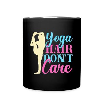 Yoga Cheveux Ne S’en soucie Pas Drôle Yoga - Mug uni - noir - Devant