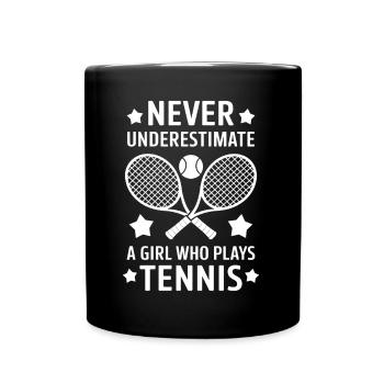 Tennis Saying Girl Funny Tennis Gift - Full Colour Mug - black - Front