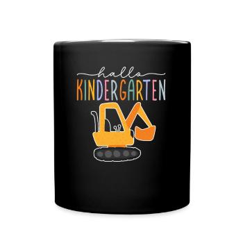 Hello Kindergarten Kindergarten Child Boys Excavator - Full Colour Mug - black - Front