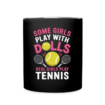 Tennis Saying Girl Funny Tennis Gift - Full Colour Mug - black - Front