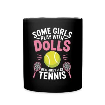 Tennis Saying Girl Funny Tennis Gift - Full Colour Mug - black - Front