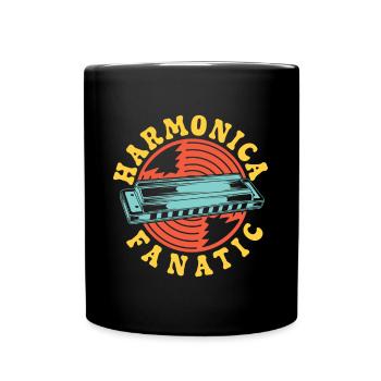 Funny Harmonica Player Fanatic Harmonica - Tasse einfarbig - Schwarz - Vorne