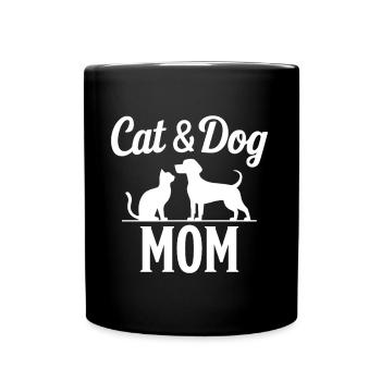 Katze und Hund Spruch Lustiges Haustier Geschenk - Tasse einfarbig - Schwarz - Vorne