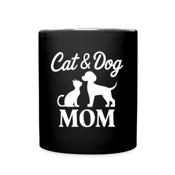 Katze und Hund Spruch Lustiges Haustier Geschenk - Tasse einfarbig - Schwarz - Vorne