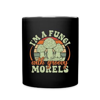 Mushroom Foraging Hunter Fungi With Groovy Morel - Full Colour Mug - black - Front