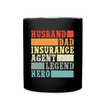 Insurance Agent Husband Dad Hero Funny Insurance - Tasse einfarbig - Schwarz - Vorne
