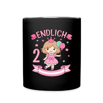 Chemise d’anniversaire princesse enfin 2 ans fille - Mug uni - noir - Devant