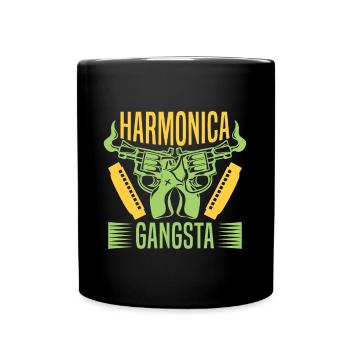 Funny Harmonica Player Gangsta Harmonica - Tasse einfarbig - Schwarz - Vorne