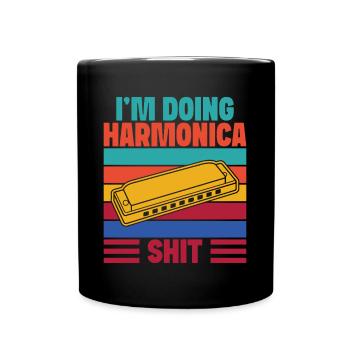 Funny Harmonica Player Doing Shit Harmonica - Tasse einfarbig - Schwarz - Vorne