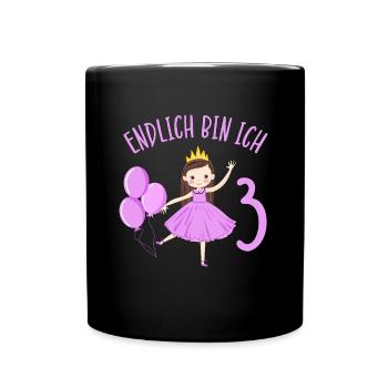 Chemise d’anniversaire princesse enfin 3 ans fille - Mug uni - noir - Devant