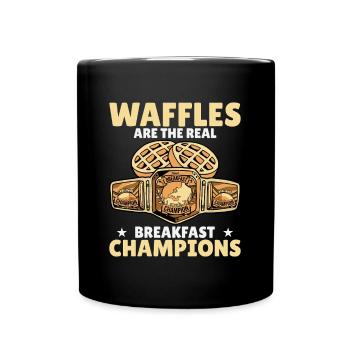 Waffles Are The Real Breakfast Champions - Full Colour Mug - black - Front