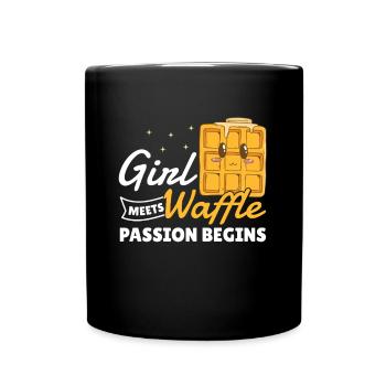 Waffles Girl Gift Girl Waffle Passion - Full Colour Mug - black - Front