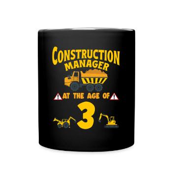 Construction Party 3rd Birthday 3 Years Old truck - Tasse einfarbig - Schwarz - Vorne