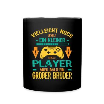 Einzelkind komplett Ich bin bald ein Großer Bruder - Tasse einfarbig - Schwarz - Vorne
