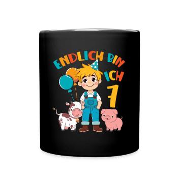 7 Years Farmer Finally 7 Boy Birthday Motif - Full Colour Mug - black - Front