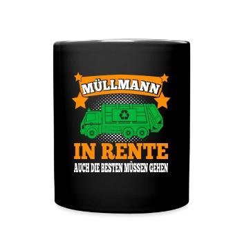 Retired garbage collector Garbage truck Garbage man pensioner - Full Colour Mug - black - Front