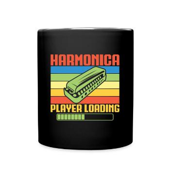 Funny Harmonica Player Loading Harmonica - Tasse einfarbig - Schwarz - Vorne