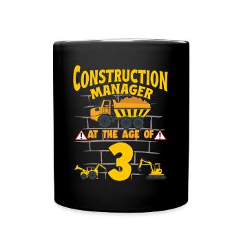 Construction Party 3rd Birthday 3 Years Old truck - Tasse einfarbig - Schwarz - Vorne