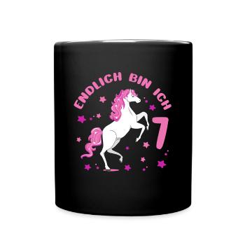 Cheval de 7 ans Enfin je suis 7 filles 7. - Mug uni - noir - Devant