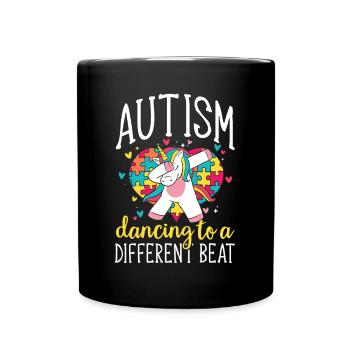 Autismus Puzzle Einhorn Tanzen Unterschied Musik - Tasse einfarbig - Schwarz - Vorne