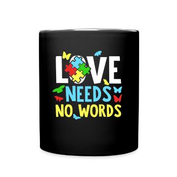 Autismus Puzzle - Liebe Braucht Keine Wörter - Tasse einfarbig - Schwarz - Vorne