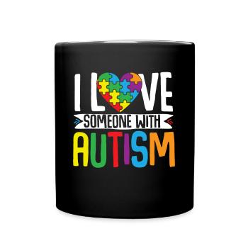 Autism Puzzle - Love a Person with Autism - Full Colour Mug - black - Front