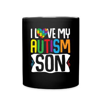 Cadeau de sensibilisation à l’autisme Parents Fils - Mug uni - noir - Devant