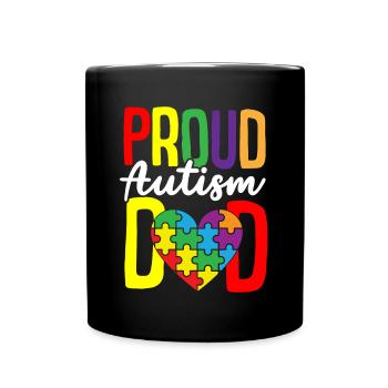 Autismus Puzzle - Stolzer Autismus Vater - Tasse einfarbig - Schwarz - Vorne