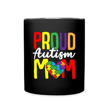 Autism Jigsaw Puzzle - Proud Autism Mother - Full Colour Mug - black - Front