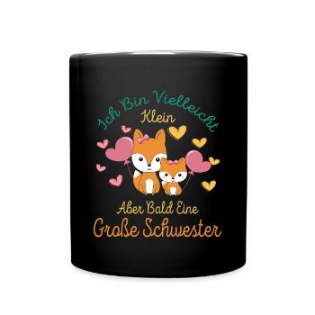 Maybe small, but soon Big Sister Foxes - Full Colour Mug - black - Front