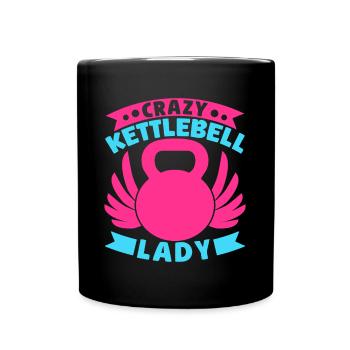 Fitness Fanatics Crazy Kettlebell Lady - Full Colour Mug - black - Front