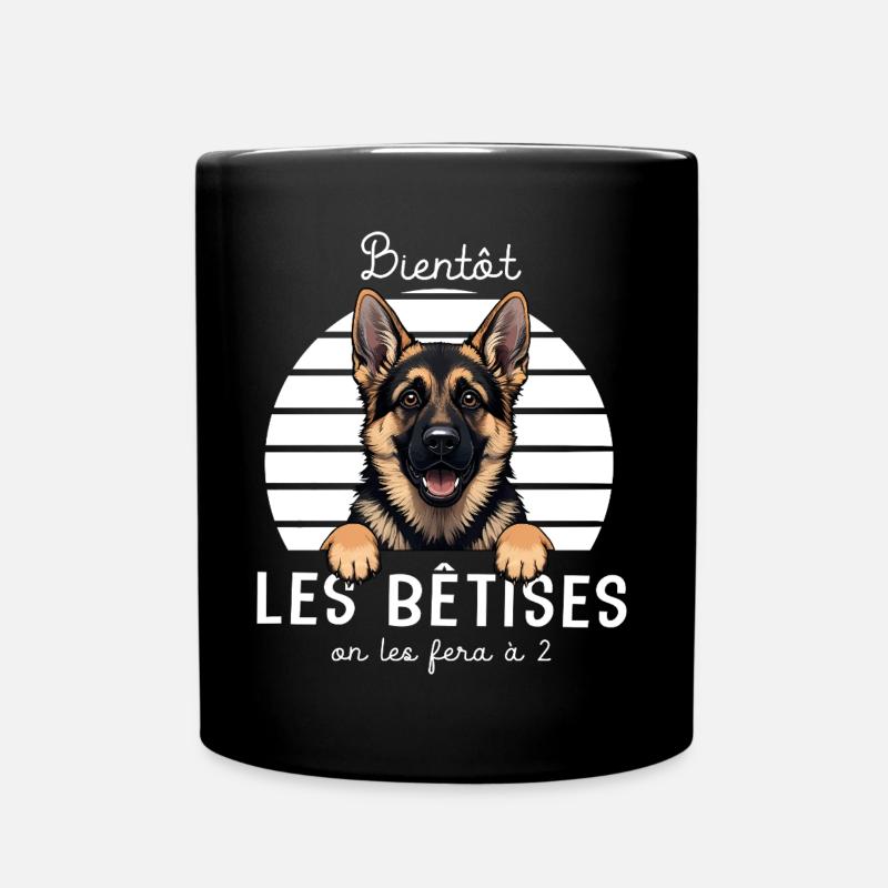Grossesse naissance bébé berger allemand - Mug uni - noir