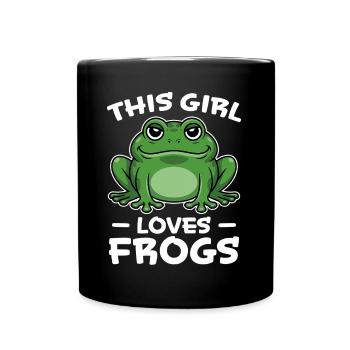 Frosch Spruch Mädchen Lustiges Frösche Geschenk - Tasse einfarbig - Schwarz - Vorne
