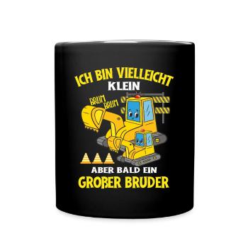 Ich bin bald ein Großer Bruder Bagger - Tasse einfarbig - Schwarz - Vorne