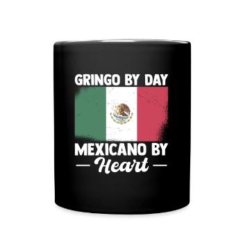 Mexikaner Geschenk Gringo By Day Mexicano Heart - Tasse einfarbig - Schwarz - Vorne