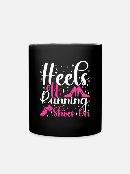 Running Heels Off Running Shoes On Marathon Runner - Full Colour Mug - black