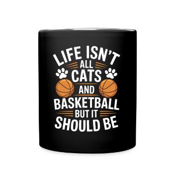 Basketball Spruch Katze Lustig Basketball Geschenk - Tasse einfarbig - Schwarz - Vorne