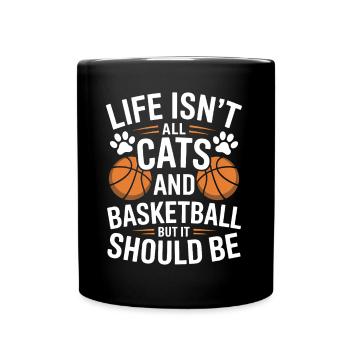 Basketball Spruch Katze Lustig Basketball Geschenk - Tasse einfarbig - Schwarz - Vorne