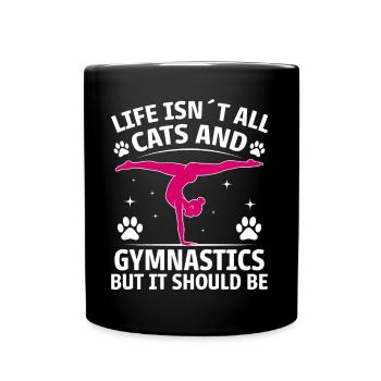Turnen Spruch Katzen Lustiges Turnen Geschenk - Tasse einfarbig - Schwarz - Vorne